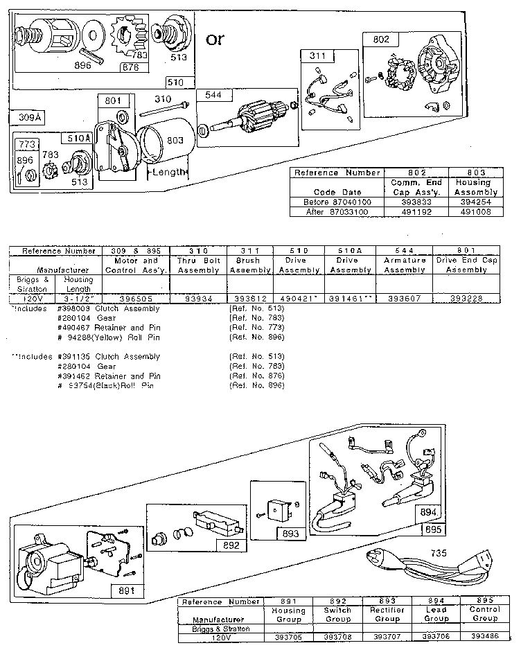 Starter Assembly Diagram and Parts List for 252400-252499 5071 - 5071 Briggs and Stratton Engine